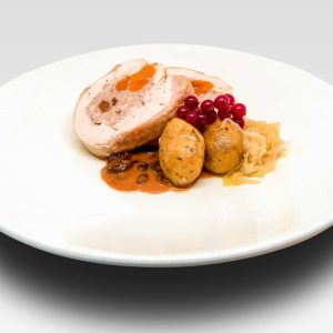 Medallón de Pavo Tradicional Relleno con Salsa de Trufa