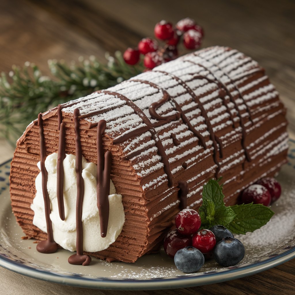 Tronco Navidad con Salsa de Chocolate